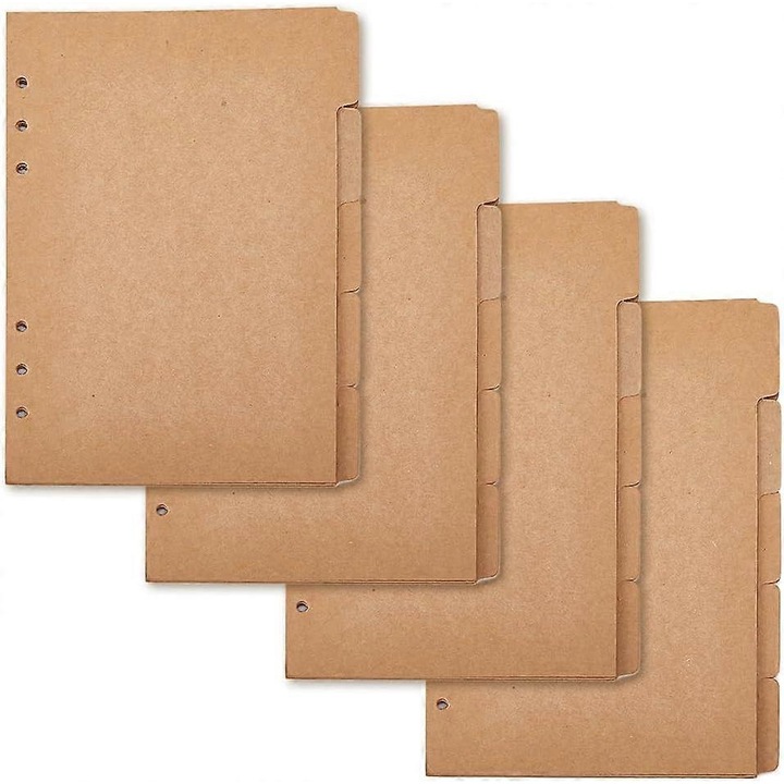 Divizoare din hartie kraft A5, 20 foi, 6 gauri, 150x208mm, set