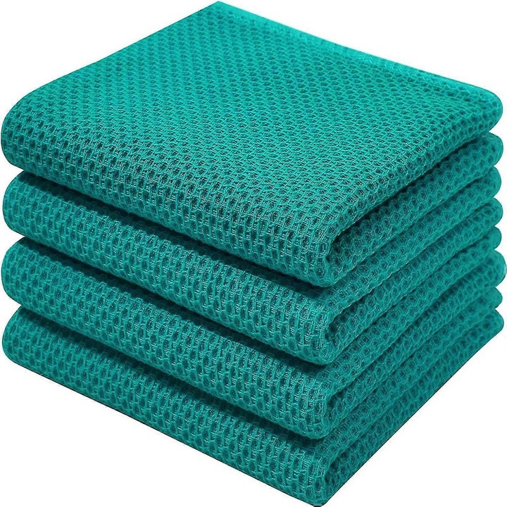Prosoape din bumbac, set de 6, design waffle, alb, piersica, gri inchis, gri deschis, maro, rosu, albastru inchis, verde-albastru, 34x73cm