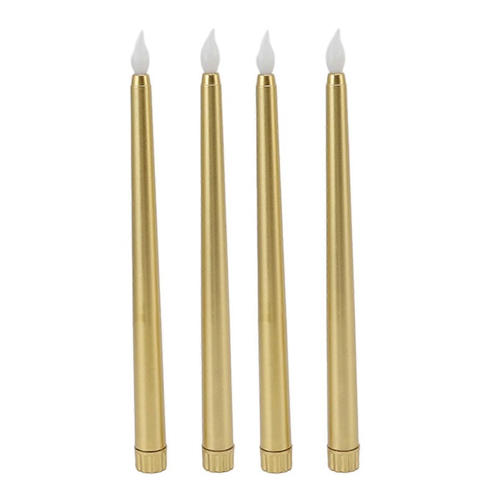 Set 4 Lumanari LED, Lumina Calda, Fara Fum, Aurii