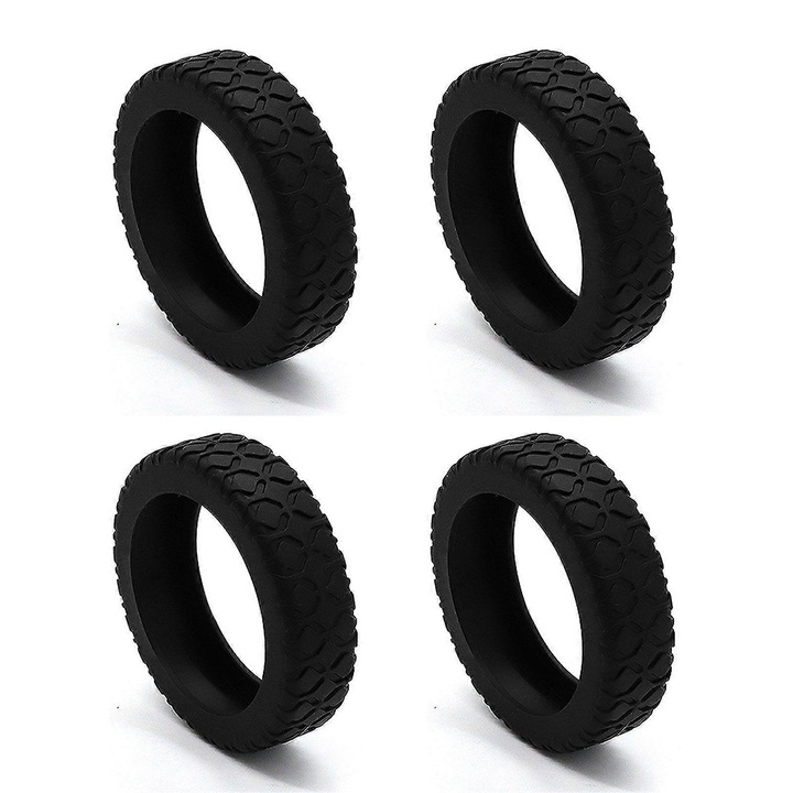 Capace roti bagaj din silicon, set 4 bucati, protectie zgarieturi si reducere zgomot, negru