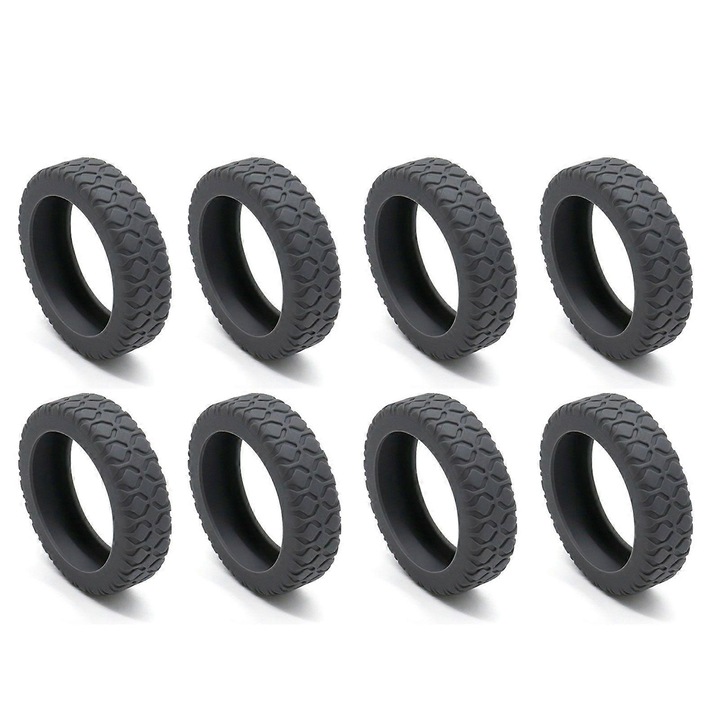 Huse pentru roti de bagaj din silicon, set 8 bucati, protectie zgarieturi si reducere zgomot, gri