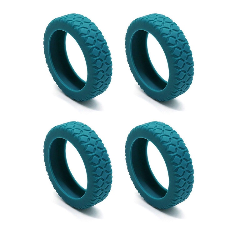 Huse pentru roti de valiza, set 4 bucati, protectie impotriva zgarieturilor si zgomotului, silicon, albastru, dimensiune universala