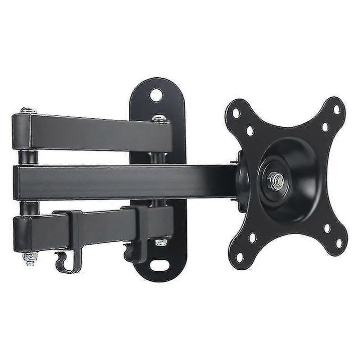 Suport perete articulat pentru TV ECJ-32884, VESA 100x100, pentru ecrane 15–32", max. 7 kg, extensie 408 mm, rotire 360°, inclinare ±15°, pan 180°, anti-vibratii, negru