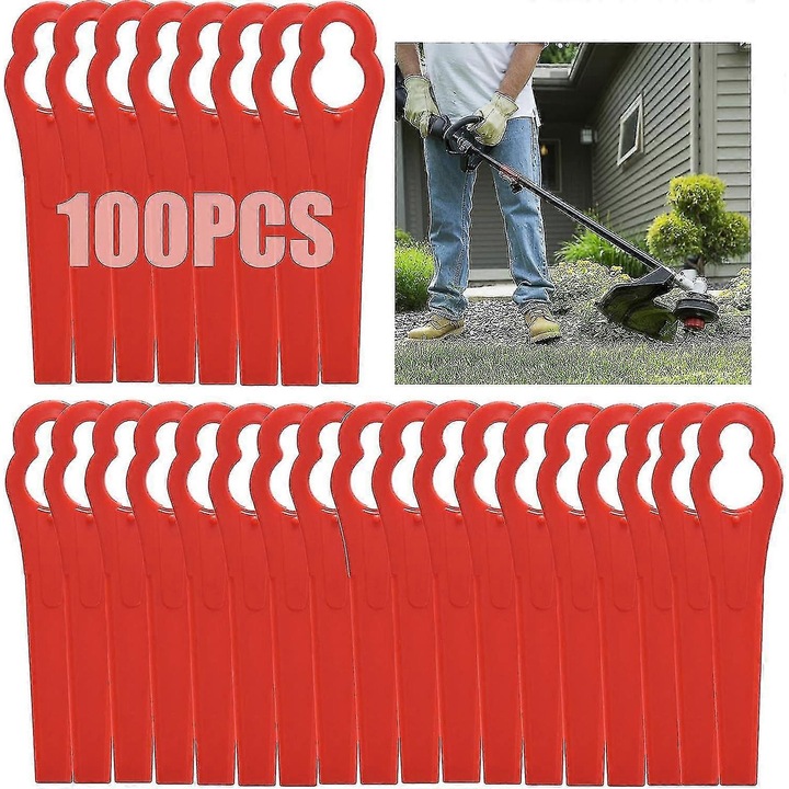 Set 100 Piese Lama Plastic Tuns Iarba 83 Mm, rosu