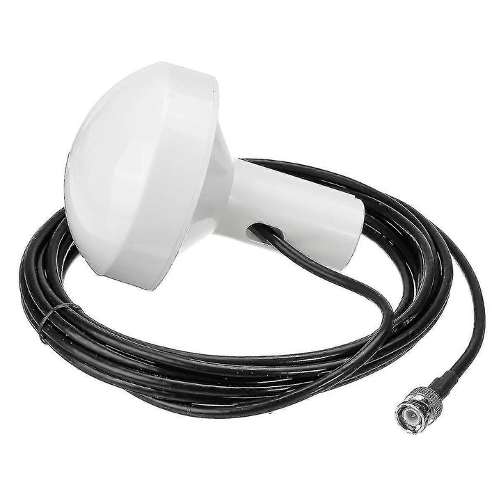 Antena GPS, 5M, alb/negru, design rezistent la intemperii, temperatura de operare -40C pana la +60C