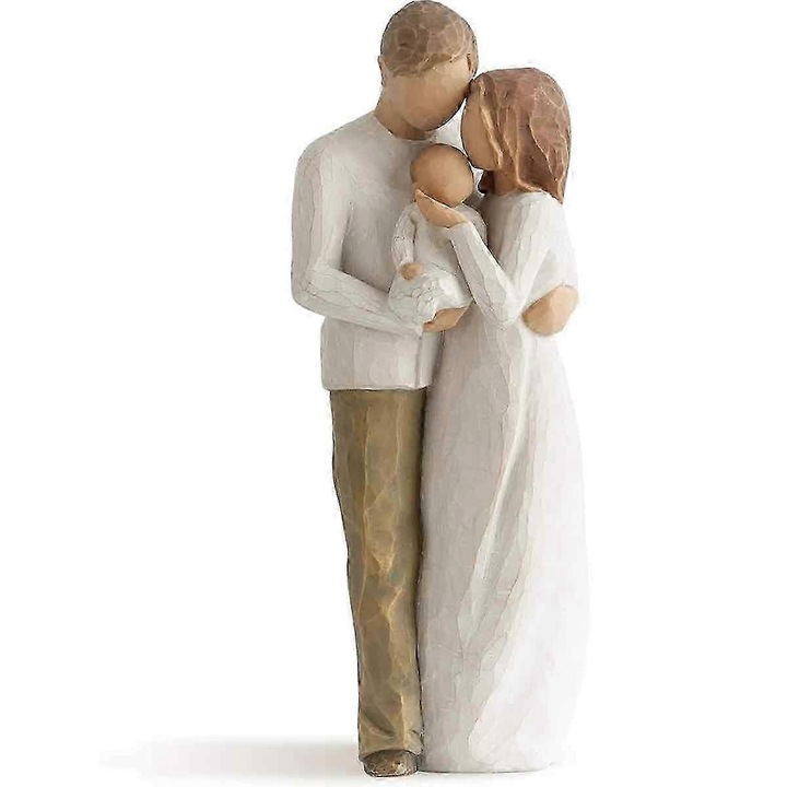 Figura decorativa, din rasina, pictata manual, 21.5x10.5 cm, crem/alb