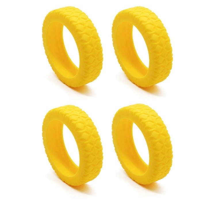 Capace roti pentru bagaje, 4 bucati, protectie zgarieturi si reducere zgomot, galben, din silicon
