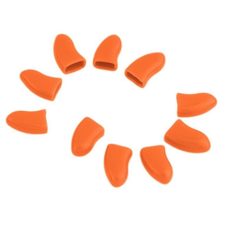 Capsule pentru unghii de animale, set de 20 bucati, silicon moale, portocaliu, dimensiuni variate