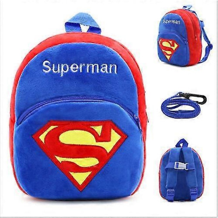 Gyermek hátizsák biztonsági hám, Superman, 25x6x19cm, sokszínű