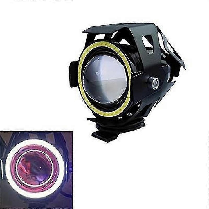Far LED U7 pentru motocicleta, 125W, waterproof IP68, montare externa, negru