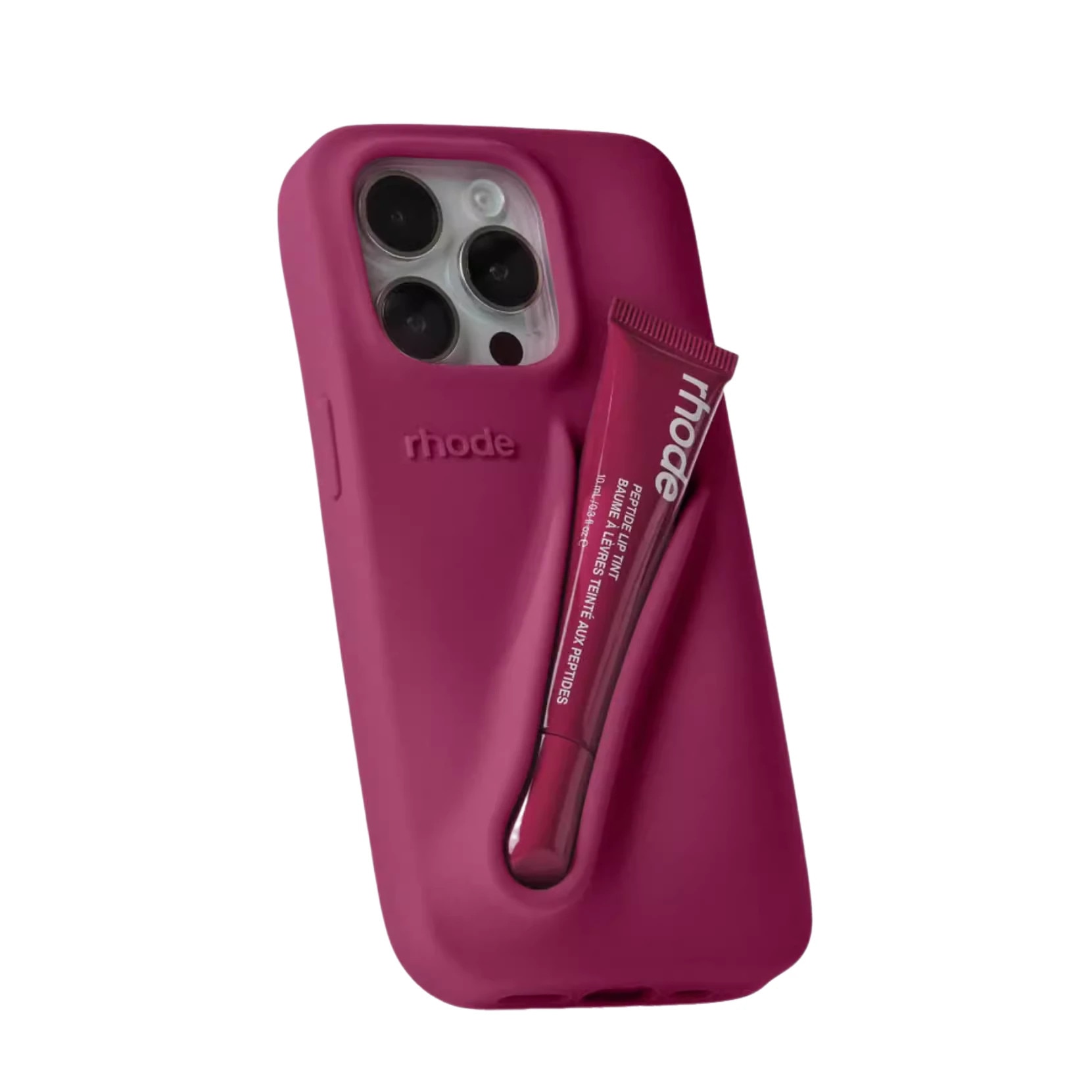 Husa telefon Rhode, cu ruj inclus, silicon, roz, pentru iPhone