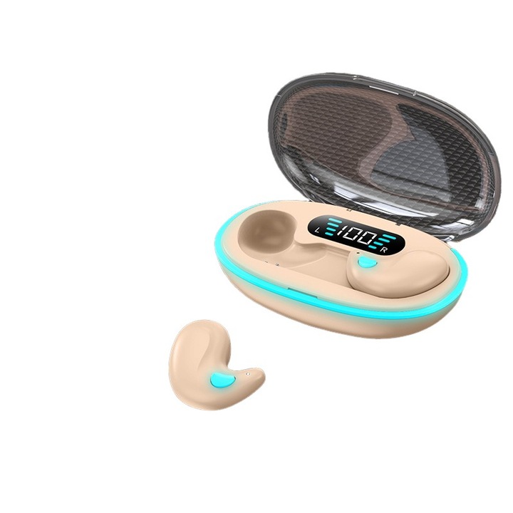 Vezeték nélküli Bluetooth fejhallgató, hosszú üzemidővel, bőrszínű, 10m hatótávolság, kétcsatornás sztereó modell