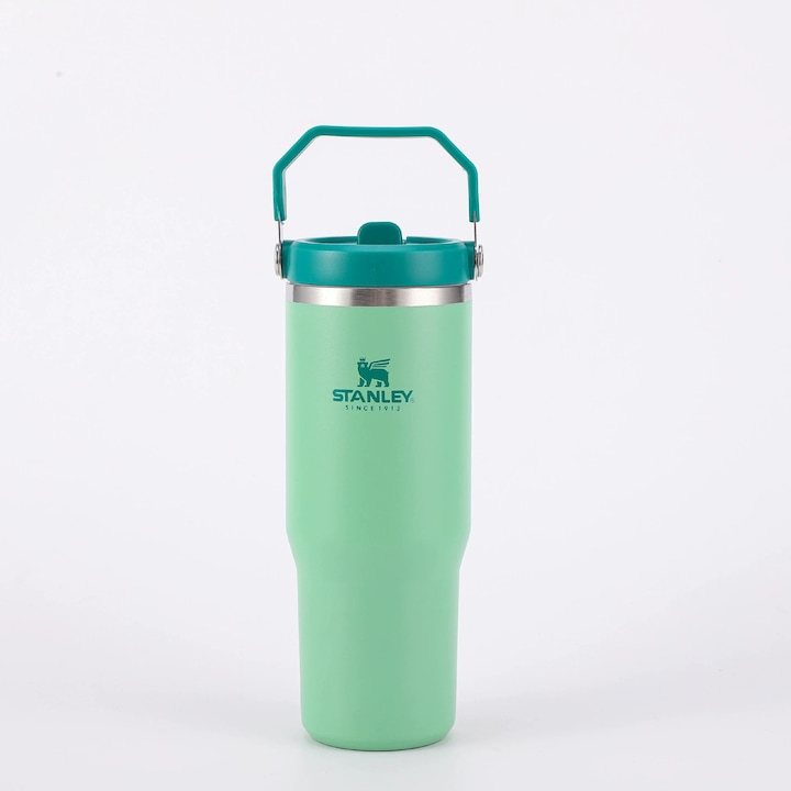 Stanley Quencher termosz, 30oz, zöld, újrahasznosítható rozsdamentes acél, szivárgásmentes