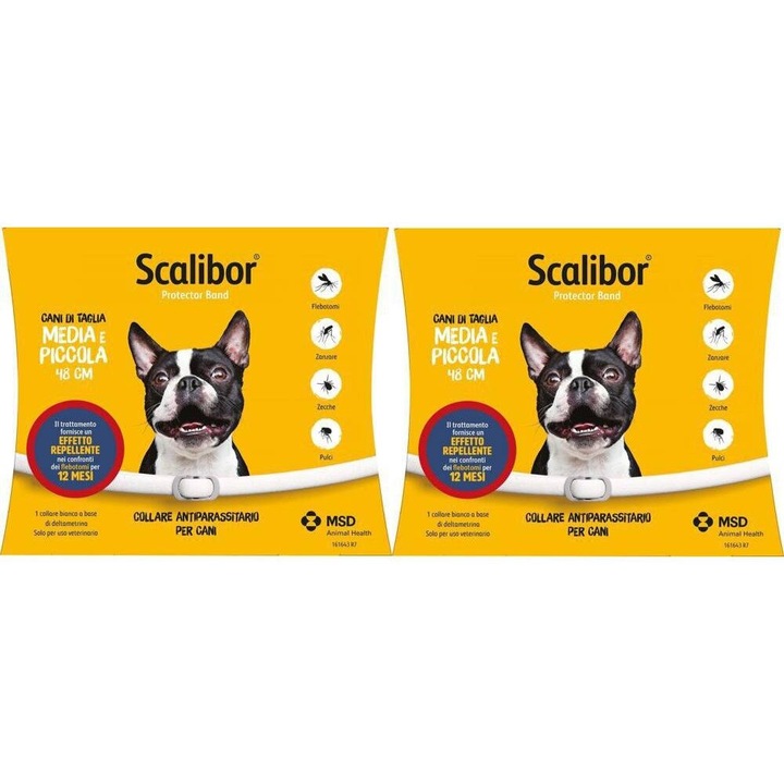 Colier antiparazitar Scalibor, set 2 buc, protectie capuse, 48 cm, ajustabil