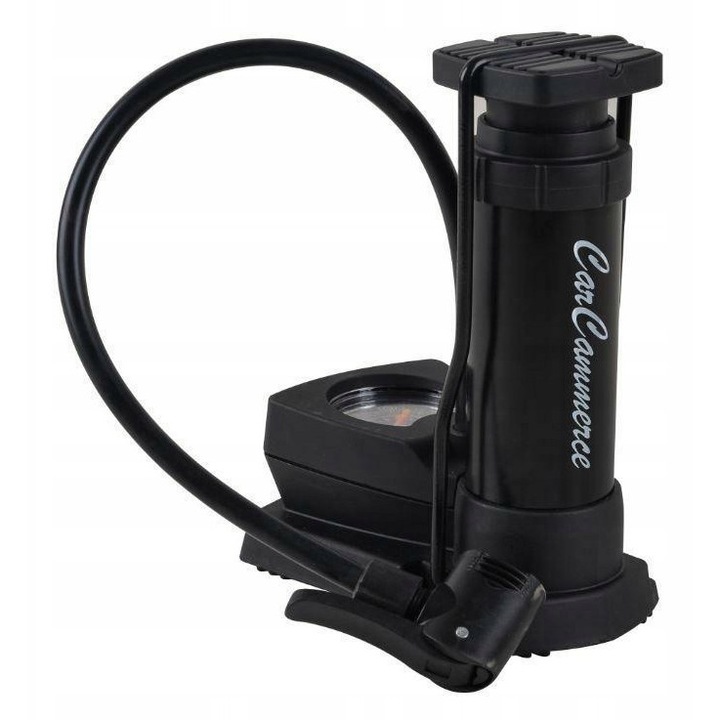 Помпа Noza Carcommerce с манометър, Противоплъзгаща, Червено-черна, 17см, Комплект с аксесоари