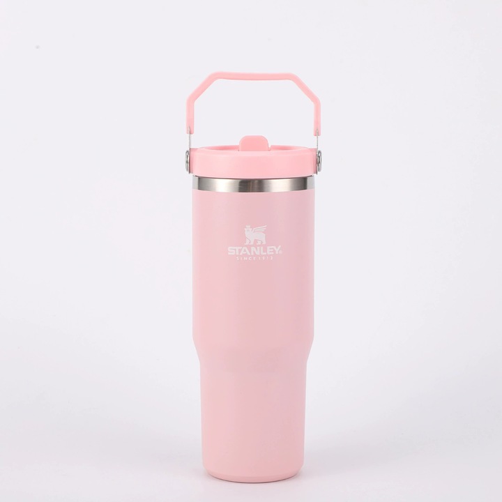 Термос Stanley Quencher, 916 мл, розов, рециклируема неръждаема стомана, усъвършенстван капак