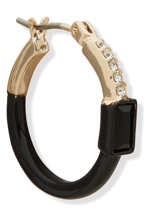 DKNY, Cercei cu model in doua tonuri si pietre din sticla, Auriu, Negru