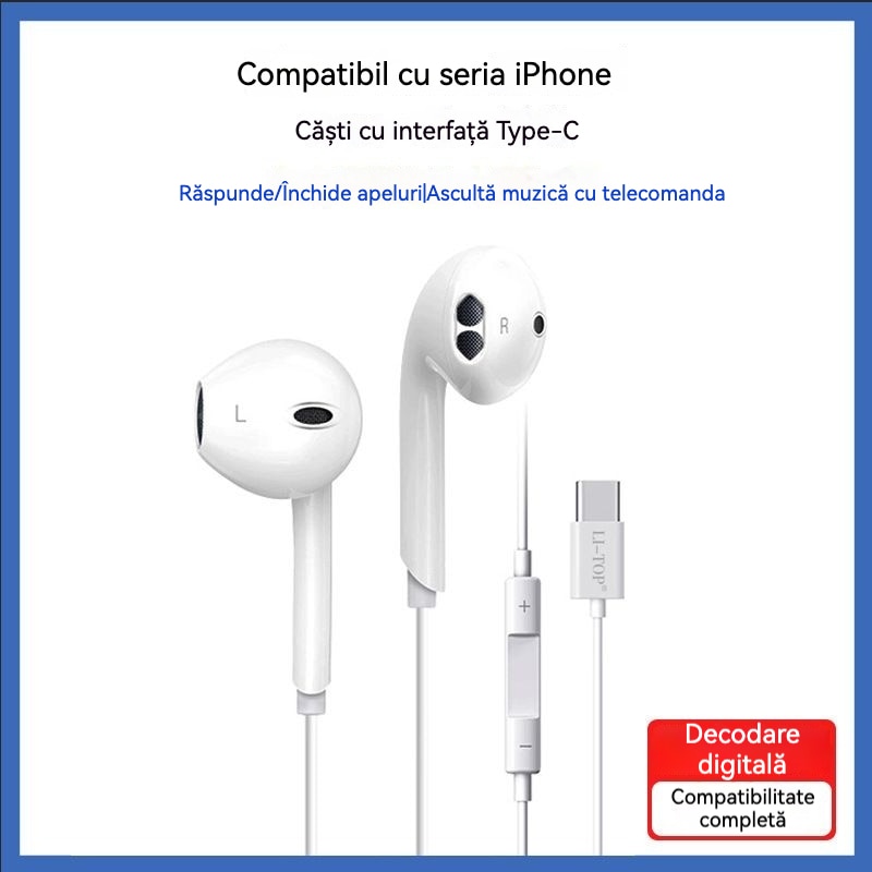 Casti cu fir, In-Ear, Type-C, 1.2m, compatibile cu dispozitivele Apple iOS