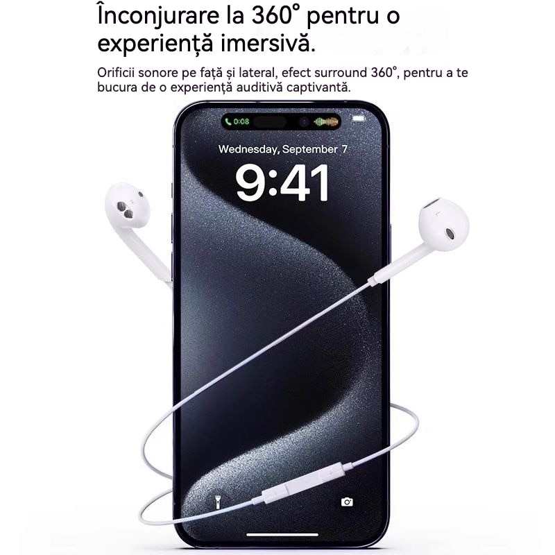 Casti cu fir, In-Ear, Type-C, 1.2m, compatibile cu dispozitivele Apple iOS