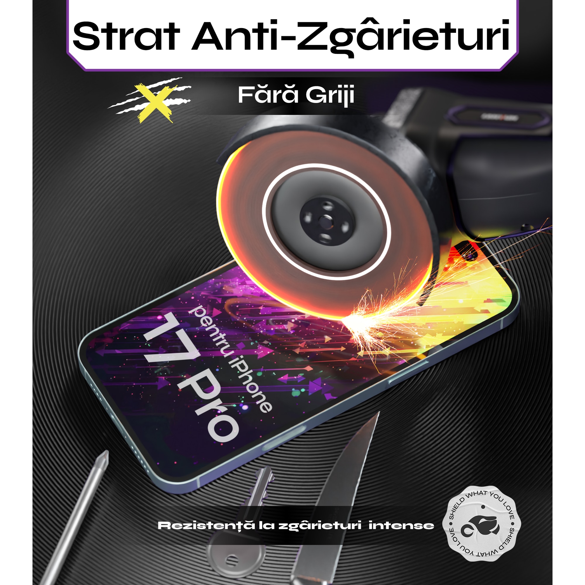 Set 2 Folii sticla Privacy pentru iPhone 17 PRO, 6.3", DefenSlim, Privacy Glass, montaj rapid 30 sec cu Easy Install Kit