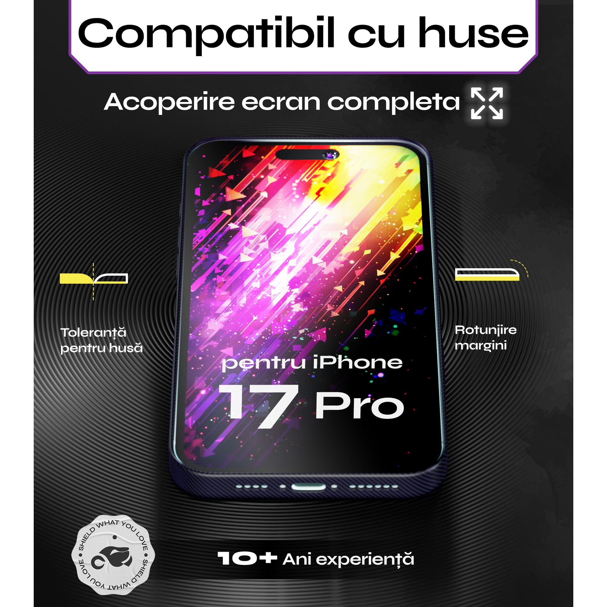 Set 2 Folii sticla Privacy pentru iPhone 17 PRO, 6.3", DefenSlim, Privacy Glass, montaj rapid 30 sec cu Easy Install Kit