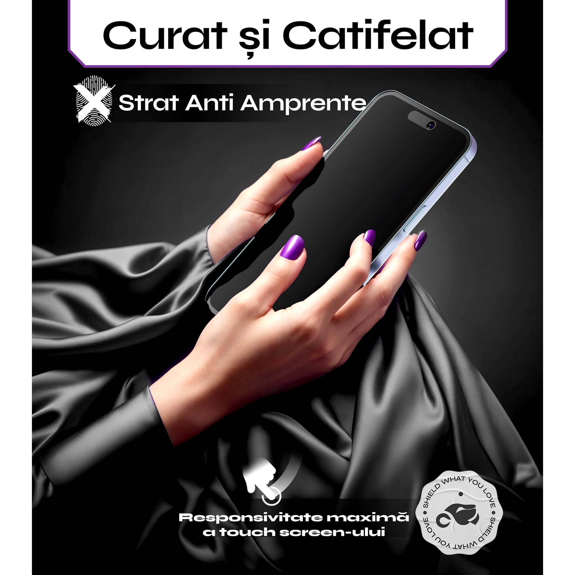 Set 2 Folii sticla Privacy pentru iPhone 17 PRO, 6.3", DefenSlim, Privacy Glass, montaj rapid 30 sec cu Easy Install Kit