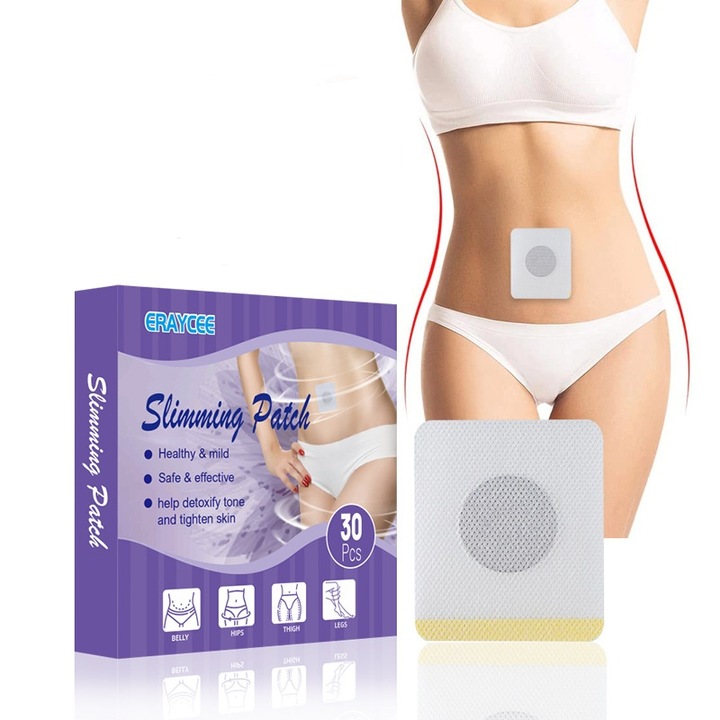 Plasturi slăbire ERAYCEE, 60 buc, drenaj limfatic, naturali, abdomen