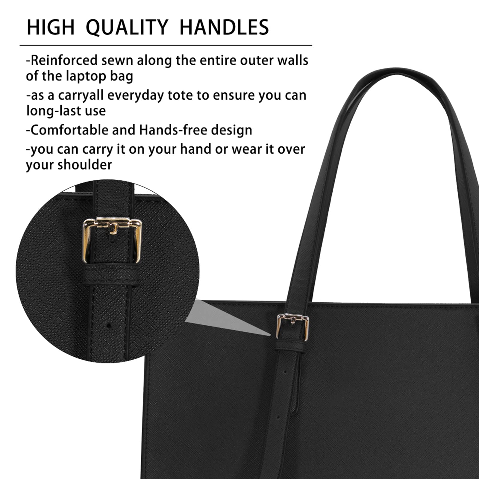 Geanta de laptop pentru femei, piele usoara, impermeabila, 15,6 inch, compartiment multiplu, umar unic, servieta eleganta si versatila, depozitare organizata, Negru