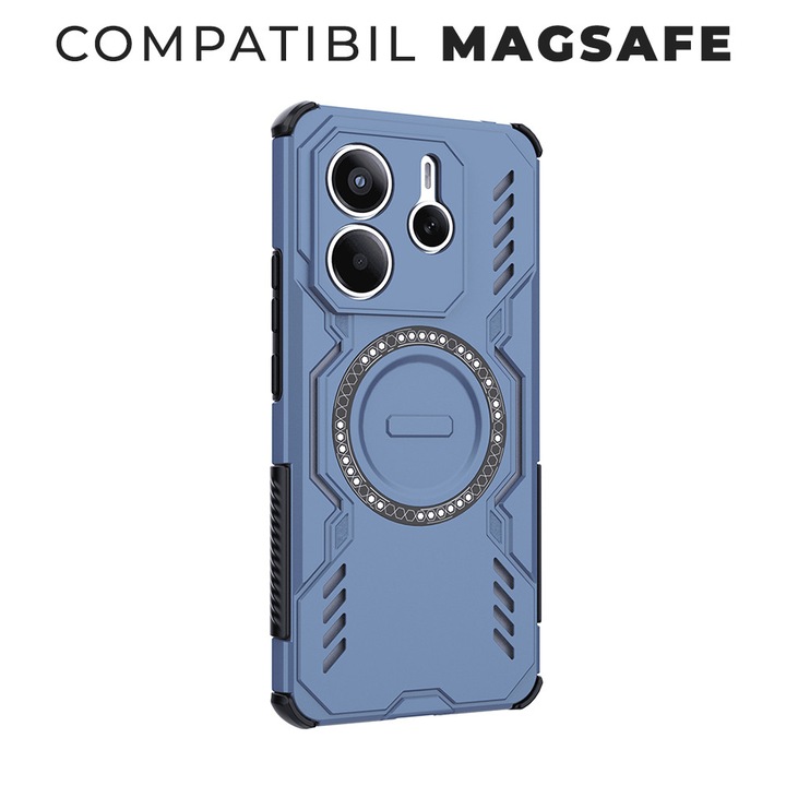 Кейс за Xiaomi Redmi Note 14 5G (стандартен) ArmorMag, Magsafe, Удароустойчив, Премиум качество, Превъзходна защита, DaDen, Син