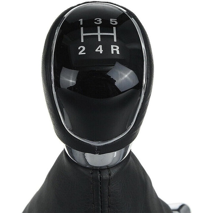 Nuca schimbator de viteze SA&SO General Store®, Compatibil cu Ford Mondeo/S-MAX/C-MAX, Focus 2, 3, 5 trepte, Piele/ABS, Negru