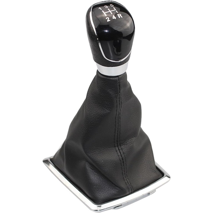 Nuca schimbator de viteze, Compatibil cu Ford Mondeo/S-MAX/C-MAX, Focus 2, 3, 5 trepte, Piele/ABS, Negru