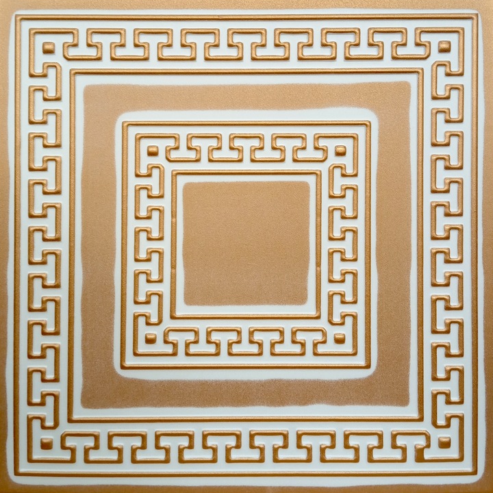 Декоративен окачен таван 08-ZL-23, екструдиран полистирол, златист, 50x50x0.4 см