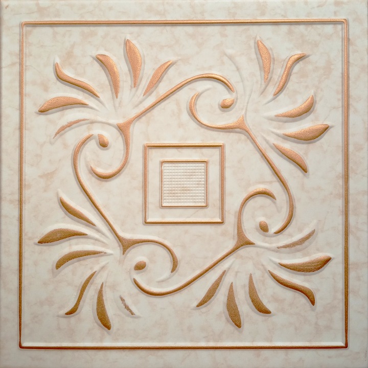 Декоративен окачен таван 51-ZL-59, екструдиран полистирол, златист, 50x50x0.4 см