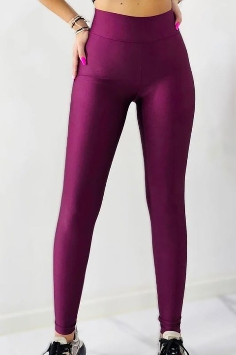 Colanti pentru Femei, Slimfit, Textura Lucioasa, Lycra, Mov Inchis, Mov
