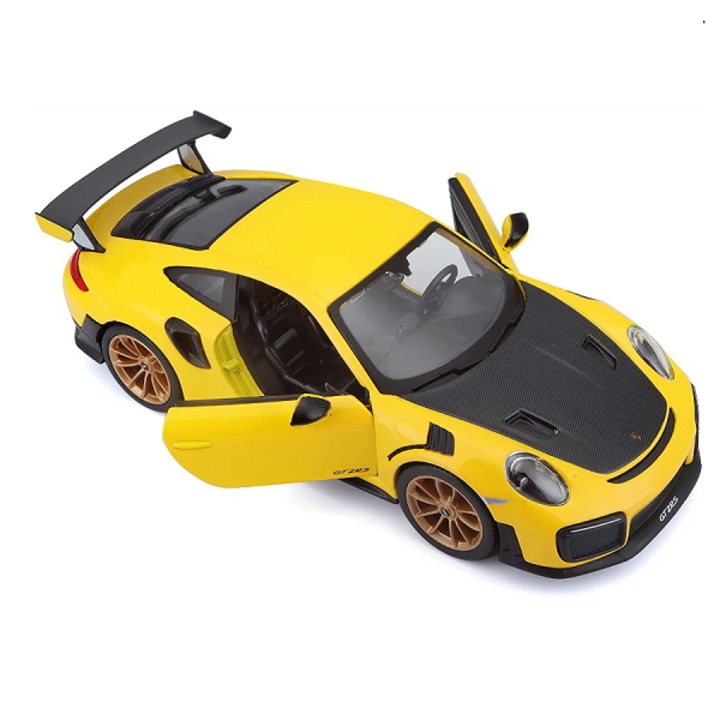 Porsche 911 991 GT2 RS Coupé 2018 modellautó, sárga, Maisto 1/24