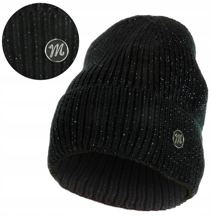 Női sapka, Moraj, fekete, 100% akril, csillámos minta