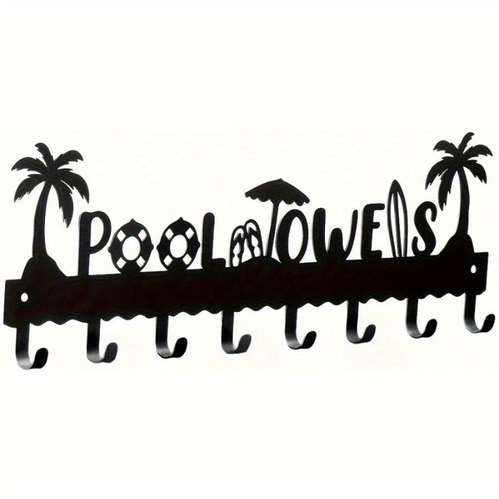 CIFBUY törölközőtartó, 8 kampóval, fém, rozsdamentes, fekete, 41cm