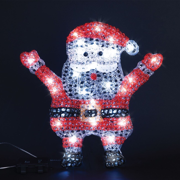 Mos craciun decorativ cu 30 de becuri led 35x35cm - alb rece