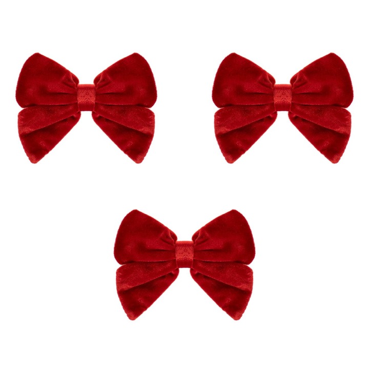 Fundite decorative rosii catifelate de craciun 10x9cm - 3buc