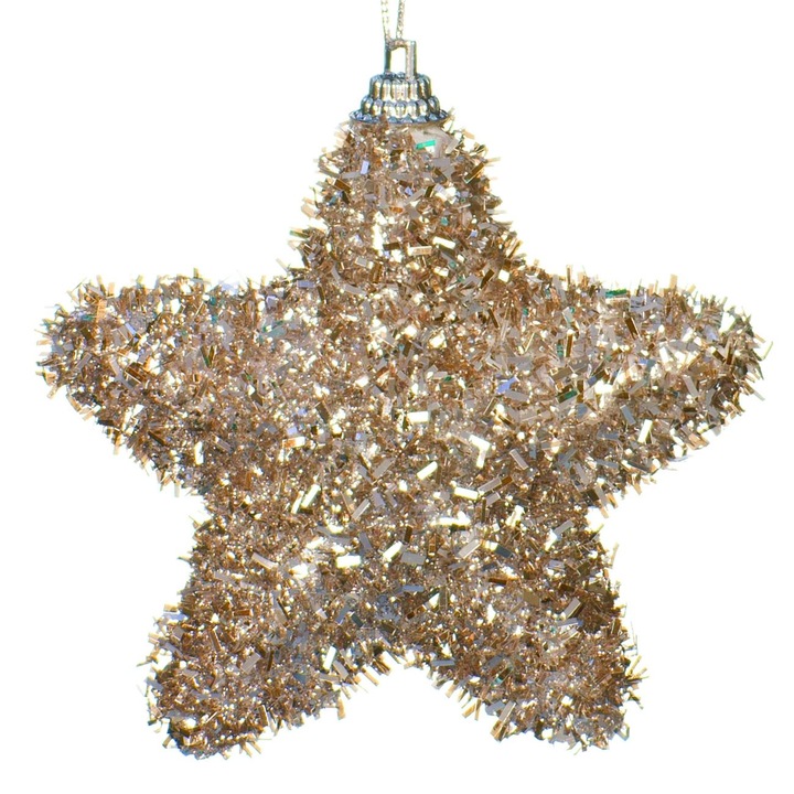 Karácsonyi dísz, habszivacs csillag, csillámos, pezsgő bézs, 9cm, MYONNA IT & E- COMMERCE ®