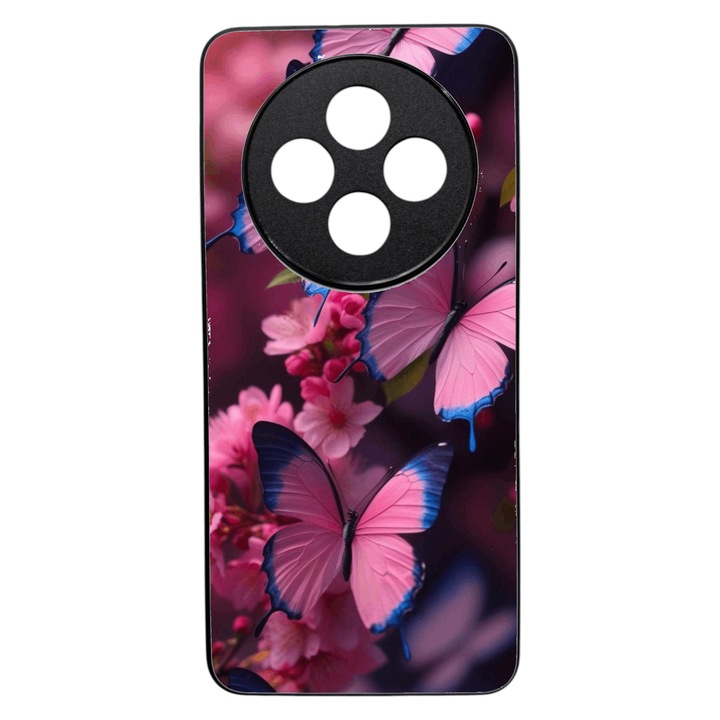 Кейс ELITE MOBILE, с брокат, съвместим с Oppo Reno 12F, Reno 12 FS, цвят Pink Butterfly