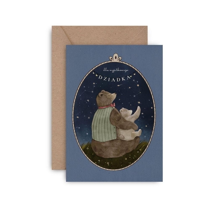Felicitare Grandpa Bear, Grupa Kreatywna, 12x17cm, cu ilustratie artistica, cu plic kraft