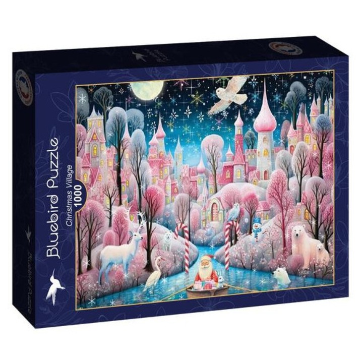 Puzzle Bluebird cu 1000 de piese - Satul de Crăciun (91082)