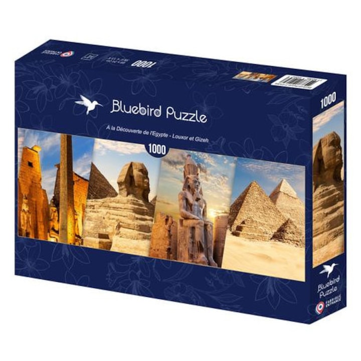 Puzzle panoramic Bluebird 1000 de piese - Descoperă Egiptul - Luxor și Giza (91065)