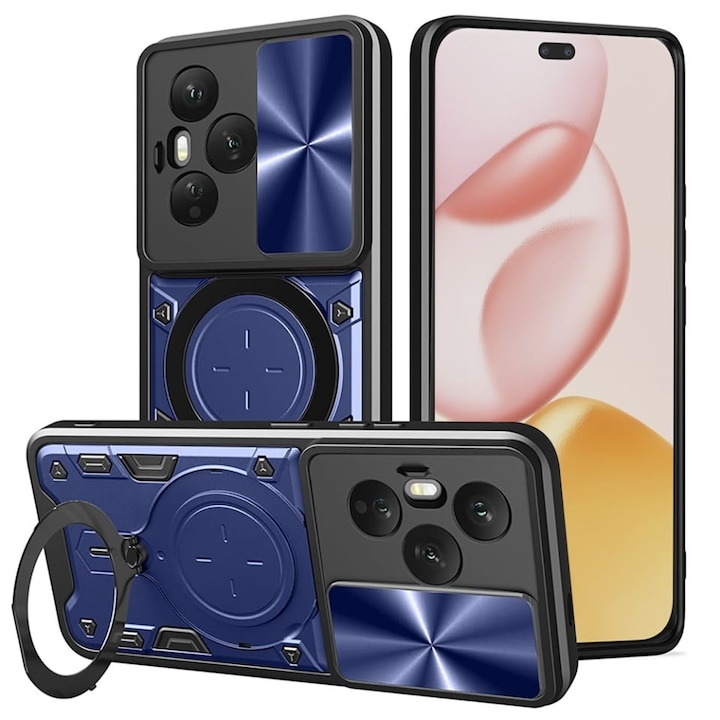 Husa pentru Honor 400 Pro, SKYDDAR INNOVATION, CamGuard Pro, Inel Magnetic, Protectie Camera, set cu sticker, Albastru