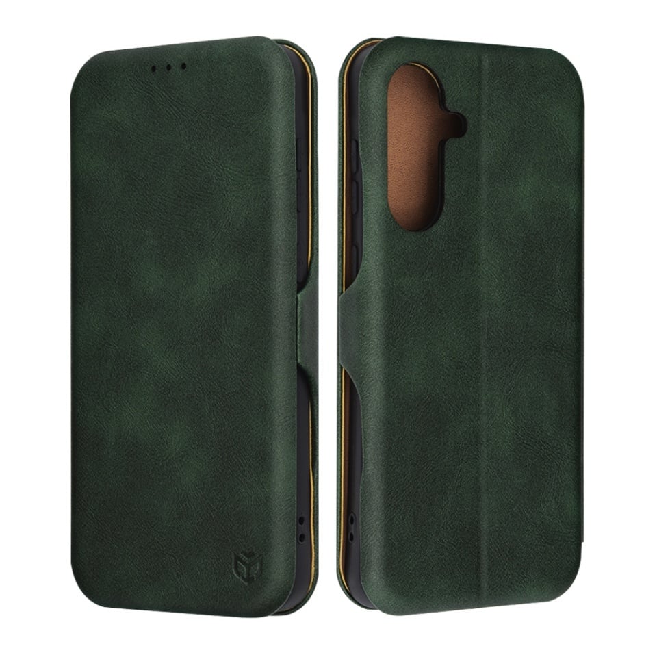 Husa pentru Samsung Galaxy A56 5G, SKYDDAR INNOVATION, Safe Wallet tip carte din Piele Ecologica, Suport Carduri, Inchidere Magnetica, set cu sticker, Verde