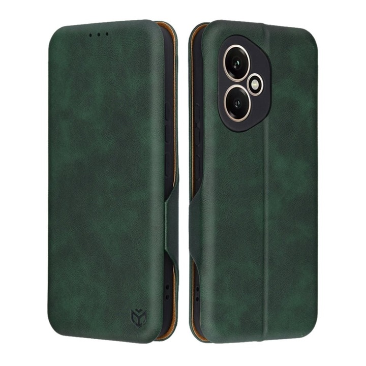 Husa pentru Honor 400, SKYDDAR INNOVATION, Safe Wallet tip carte din Piele Ecologica, Suport Carduri, Inchidere Magnetica, set cu sticker, Verde