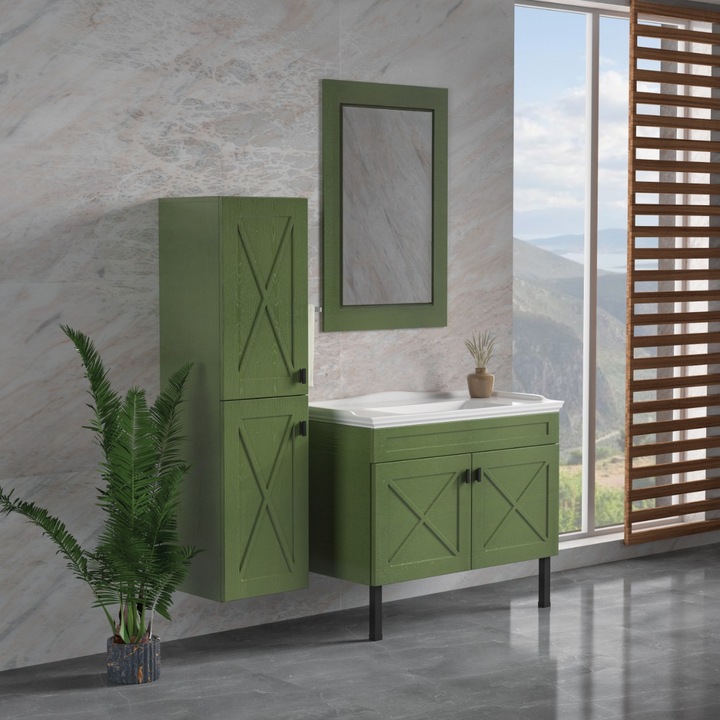 Set mobilier baie Bari, 3 piese, 100 cm, verde