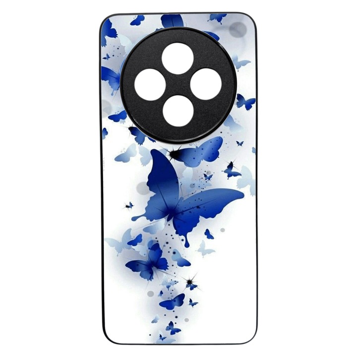 Csillámos TPU tok Oppo Reno 12F, Reno 12 FS készülékekkel kompatibilis, kék pillangós dizájnnal
