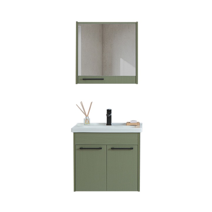 Set mobilier baie Sofia, suspendat, 3 piese, verde, 65 cm